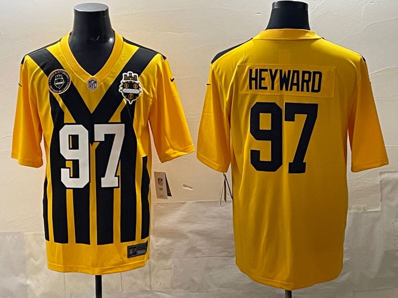Men 2025 Pittsburgh Steelers #97 Heyward Yellow Retro Nike Limited NFL Jersey style 004->pittsburgh steelers->NFL Jersey